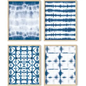 ALAYRA Abstract Blue Art Set of 4 Navy Blue Prints, Modern Paintings, and Wall Art for Home Decor (Unframed, 11x14) 01