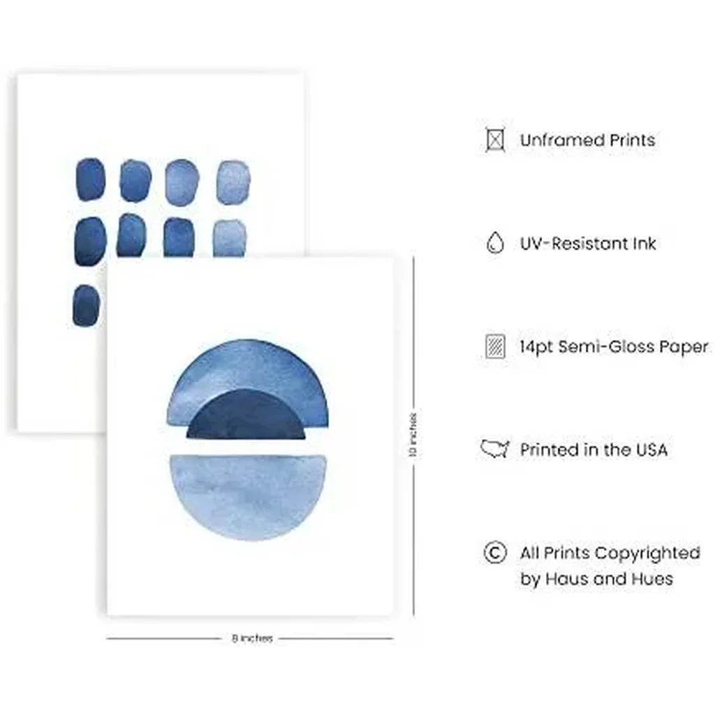 ALAYRA Abstract Blue Wall Art Prints Set of 4 Abstract Art Blue Wall Decor for Living Room Prints Navy Blue Wall Art UNFRAMED (8 x 10) 01 - Image 3