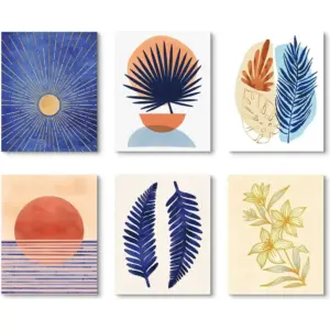 ALAYRA Abstract Boho Wall Art for Living Room, Tropical Pictures Wall Decor, 8X10 Unframed Wall Art Prints Boho Posters 01