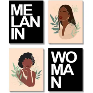 ALAYRA African American Black Woman Wall Decor Art Poster Prints (UNFRAMED 8 x 10 Set of 4) Positive Quotes & Sayings for Women Teen Girl Room Inspirational Motivational Posters - Home, Office, 01
