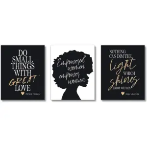 ALAYRA African American Black Woman Wall Decor Art Prints (UNFRAMED 8 x 10 Set of 3) Women Teen Girl Room Inspirational Posters - Home, Office, Bedroom, Dorm or Cubicle (Empowered Women 2) 01