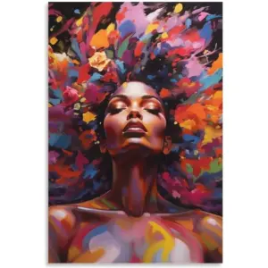 ALAYRA African Woman Wall Art Black Art Poster Graffiti Canvas Painting Picture for Living Room Unframe (12x16 inch, 03) 01