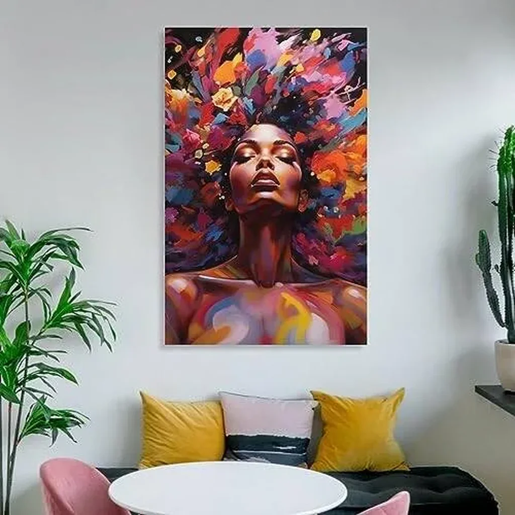ALAYRA African Woman Wall Art Black Art Poster Graffiti Canvas Painting Picture for Living Room Unframe (12x16 inch, 03) 01 - Image 2