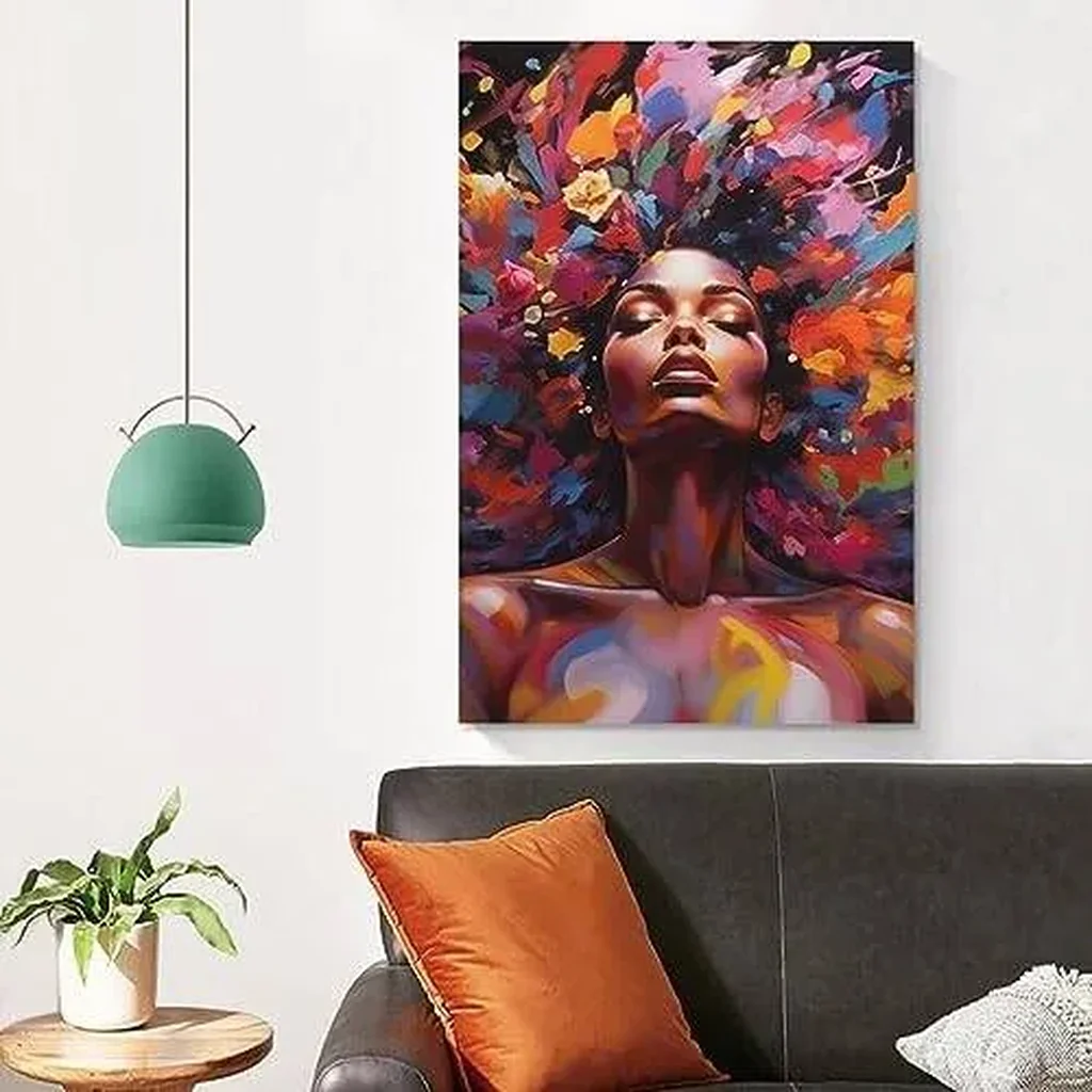 ALAYRA African Woman Wall Art Black Art Poster Graffiti Canvas Painting Picture for Living Room Unframe (12x16 inch, 03) 01 - Image 3