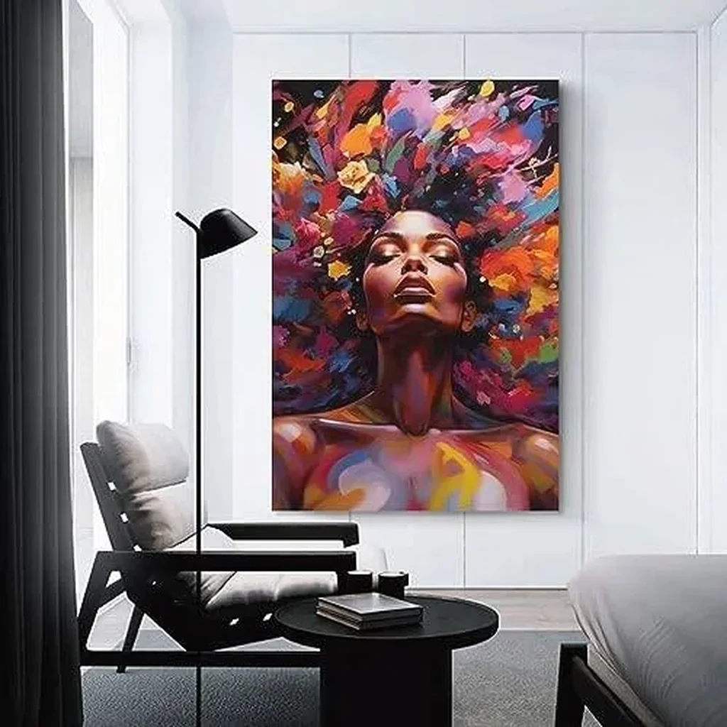 ALAYRA African Woman Wall Art Black Art Poster Graffiti Canvas Painting Picture for Living Room Unframe (12x16 inch, 03) 01 - Image 5