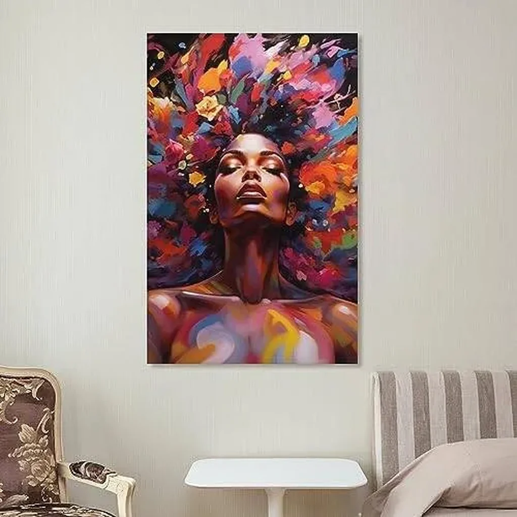 ALAYRA African Woman Wall Art Black Art Poster Graffiti Canvas Painting Picture for Living Room Unframe (12x16 inch, 03) 01 - Image 6
