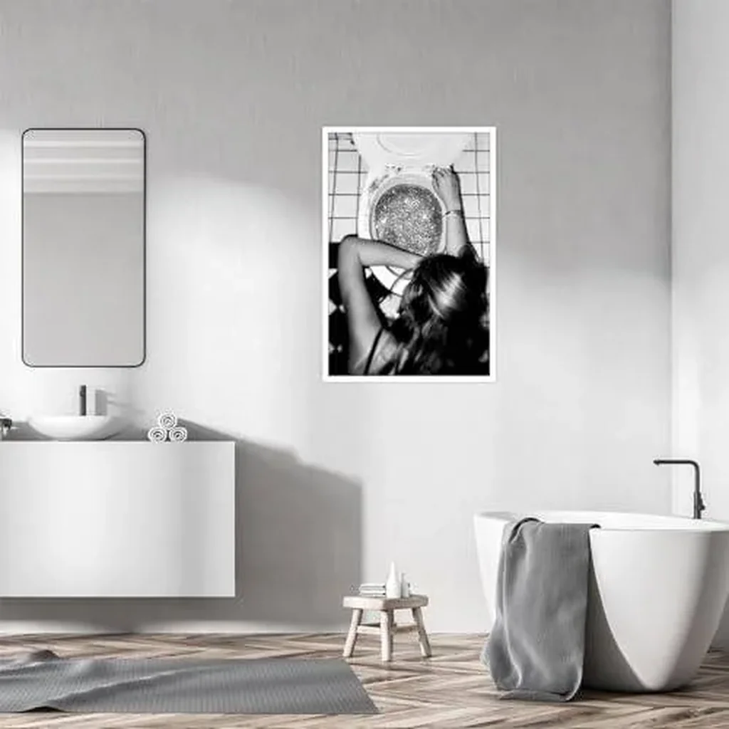 ALAYRA After The Disco Party Posters Black and White Funny Bathroom Canvas Wall Art Trendy Funky Bar Bathroom Prints Paintings Preppy Bar Poster Decor Teen Girls Bedroom Bathroom 12x16in Unframed 01 - Image 2