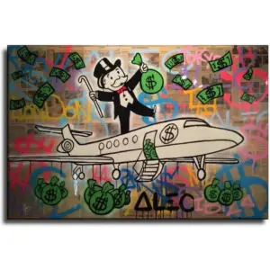 ALAYRA Airplane Money by - Poster Decorative Painting Canvas Wall Art Living Room Posters Bedroom Painting 12x18inch(30x45cm) Unframed 01