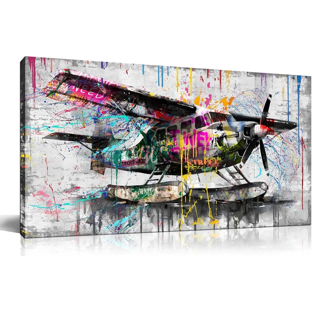 ALAYRA Airplane Wall Art Bedroom, Funny Art Prints Wall Decor For Living Room, Motivational Unframed Picture Painting Canvas for Office, 47x23 Inch 01 - Image 4