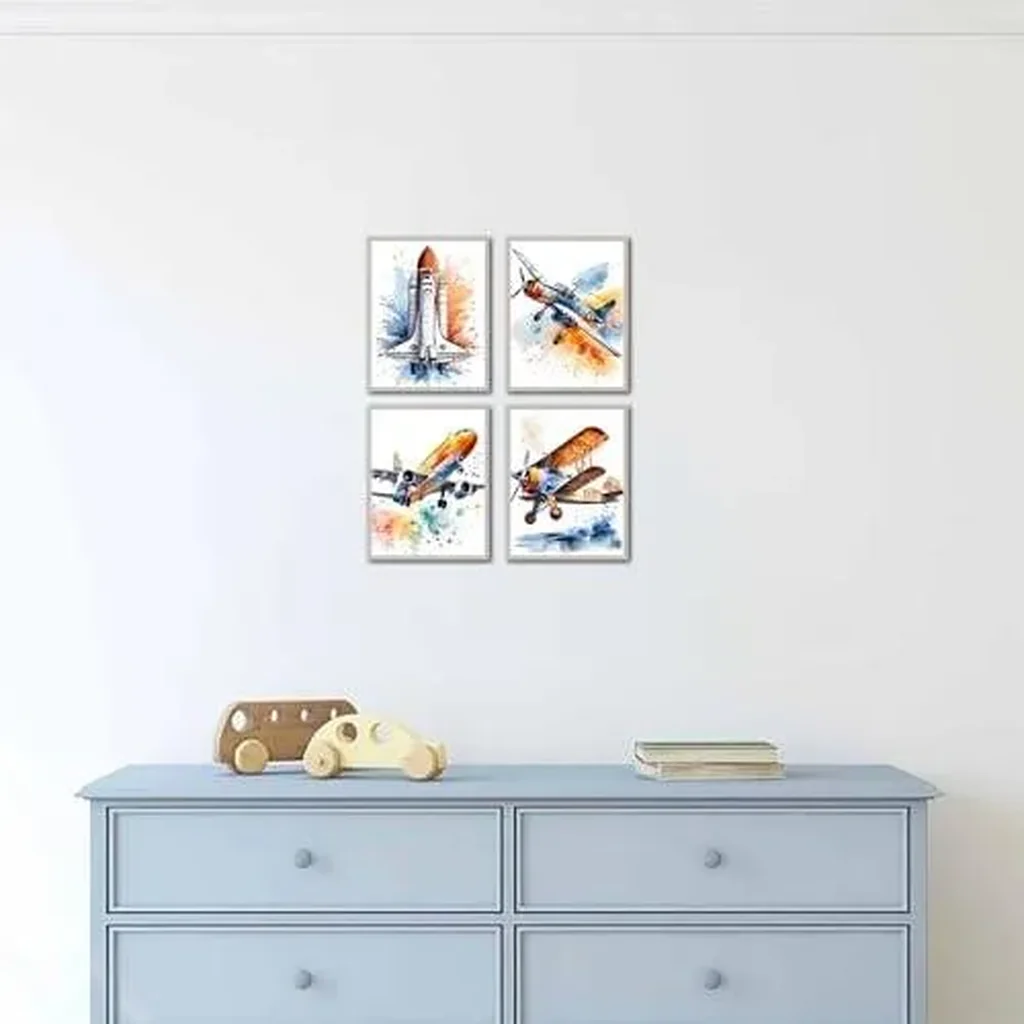 ALAYRA Airplane Wall Art Print, Interesting Cartoon Aircraft Posters, Aviation Fan Poster Prints for Playroom or Nursery Boy Bedroom Decor Set of 4(8''X10''Unframed) 01 - Image 2