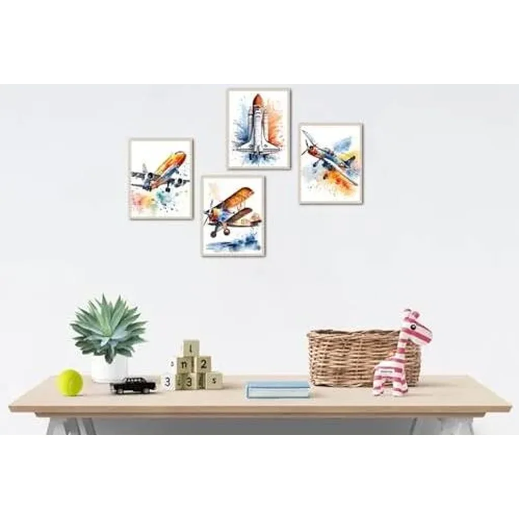ALAYRA Airplane Wall Art Print, Interesting Cartoon Aircraft Posters, Aviation Fan Poster Prints for Playroom or Nursery Boy Bedroom Decor Set of 4(8''X10''Unframed) 01 - Image 3