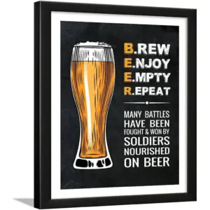 ALAYRA Alcohol Quotes Fra - Bar Quotes with Fra - Beer Quotes Wall Fra - Bar Quotes for Poster Decor - (13.5 X 10.5 Inches) (Beer - Soldier - Black) 01