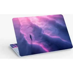 ALAYRA Alone Standing Purple Wave Digital Art, Laptop Skin Sticker Decal, 13.3 14 15 15.4 15.6 Inch Laptop Universal Vinyl Skin Sticker Cover, Dustproof, Waterproof, Decal Protector With Free 2 Wrist