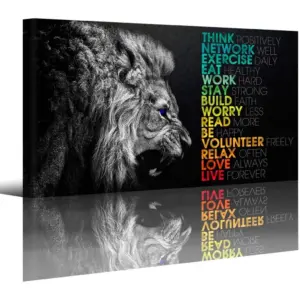 ALAYRA Animal Lion Canvas Wall Motivational Inspirational Quotes Picture Canvas Prints with Frame, Wall Decorative, 1inch Thick Frame 01