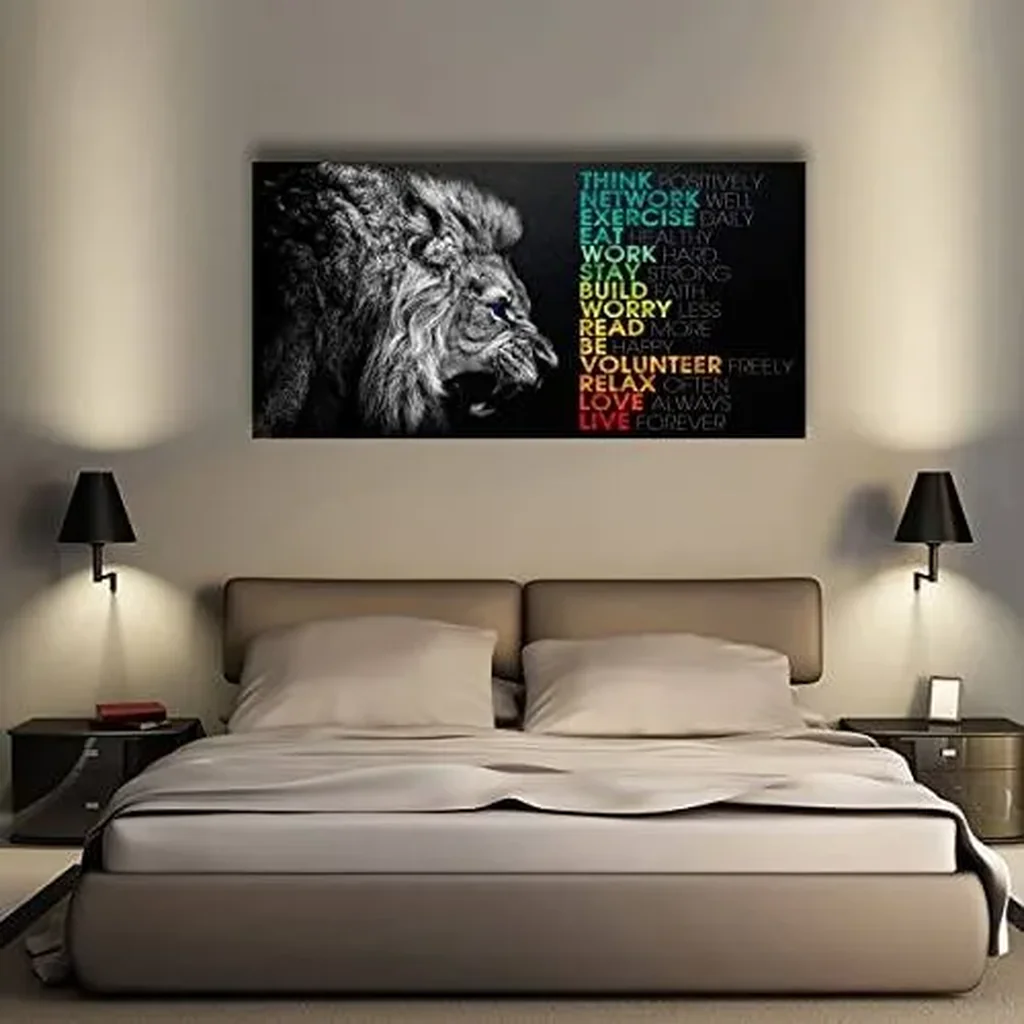 ALAYRA Animal Lion Canvas Wall Motivational Inspirational Quotes Picture Canvas Prints with Frame, Wall Decorative, 1inch Thick Frame 01 - Image 2