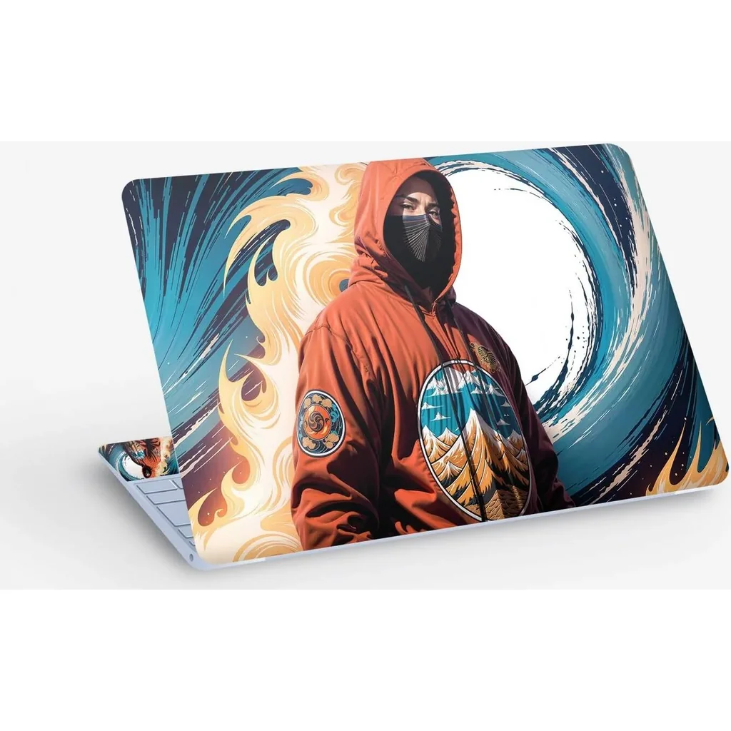 ALAYRA Anime Boy Hoodie Digital Art, Laptop Skin Sticker Decal, 13.3 14 15 15.4 15.6 Inch Laptop Universal Vinyl Skin Sticker Cover, Dustproof, Waterproof, Decal Protector With Free 2 Wrist Pads 01