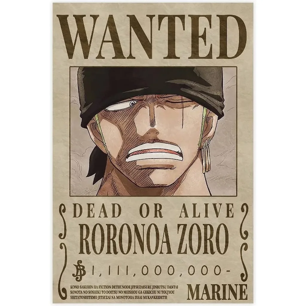 ALAYRA Anime Cartoon Straw Hat Pirates Latest Wanted Bounty Roronoa Zoro Posters Canvas Poster Wall Art Print Painting Decorations for Home Bedroom Living Room Gifts Unframe 12x18inch(30x45cm) 01 - Image 3