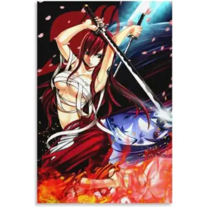 ALAYRA Anime Erza Scarlet Fairy Tail Poster Canvas Wall Art Painting Posters Decoration Room Decor Unframe 12x18inch(30x45cm) 01