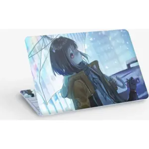 ALAYRA Anime Girl Umbrella, Laptop Skin Sticker Decal, 13.3 14 15 15.4 15.6 Inch Laptop Universal Vinyl Skin Sticker Cover, Dustproof, Waterproof, Decal Protector With Free 2 Wrist Pads 01