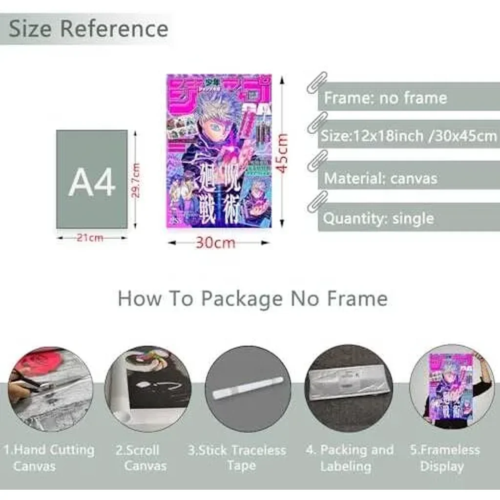 ALAYRA Anime Jjk Poster Manga Cover Wall Art Canvas Print Cartoon Posters for Bedroom Living Room Wall Decor (12x18inch-Unframed, A) 01 - Image 3