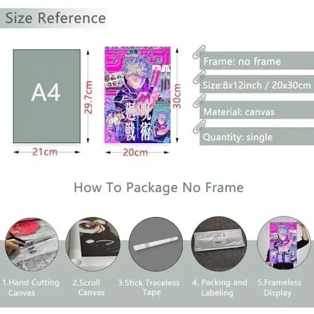 ALAYRA Anime Jjk Poster Manga Cover Wall Art Canvas Print Cartoon Posters for Bedroom Living Room Wall Decor (8x12inch-Unframed, A) 01 - Image 2