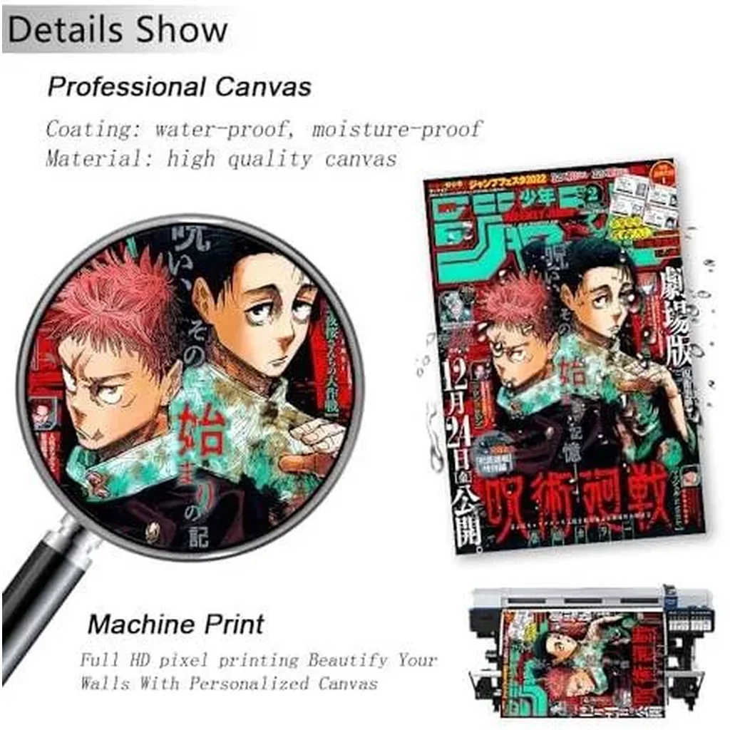ALAYRA Anime Jjk Poster Manga Cover Wall Art Canvas Print Cartoon Posters for Bedroom Living Room Wall Decor (8x12inch-Unframed, F) 01 - Image 2
