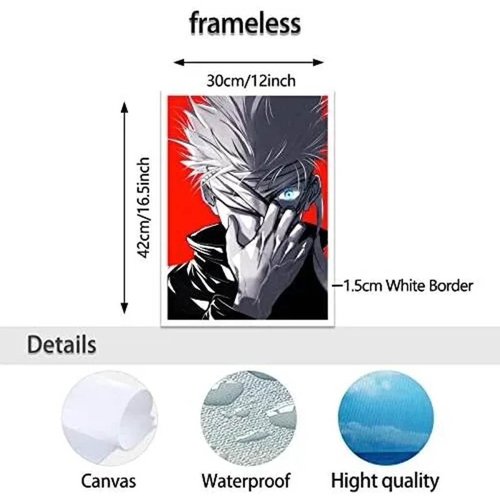 ALAYRA Anime Jujutsu Kaisen Poster Gojo Satoru Canvas Wall Art HD Print Painting Room Decoration Boy Gift 12X16.5inch (Unframed, M-G- 01) 01 - Image 3