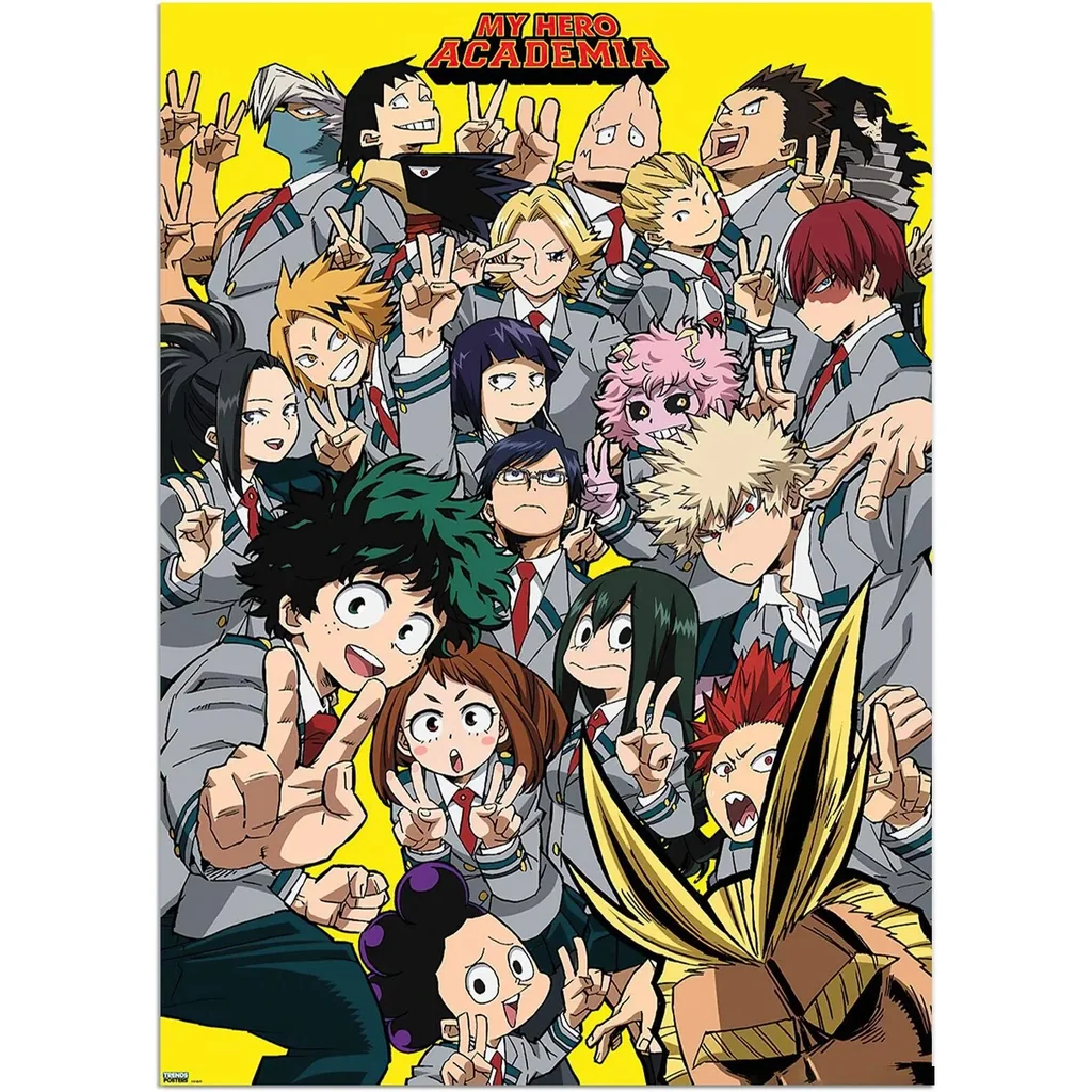 ALAYRA Anime my hero academia poster mha print on canvas painting wall art for living room decor boy gift (unframed, q-mha 1pcs) - White 01