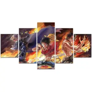 ALAYRA Anime One Luffy Piece Ace Sabo Three Brothers Poster Print on Canvas The Straw Hat Pirates Wall Picture for Living Room Decor Wall Art, Unframed 01