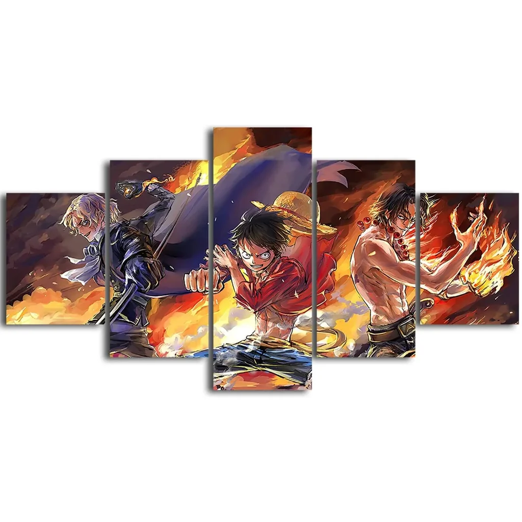 ALAYRA Anime One Piece Poster Luffy Ace Sabo Three Brothers Print on Canvas Painting for Living Room Decor Wall Art (Unframed, Three Brothers 4) 01