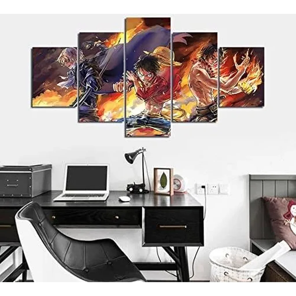 ALAYRA Anime One Piece Poster Luffy Ace Sabo Three Brothers Print on Canvas Painting for Living Room Decor Wall Art (Unframed, Three Brothers 4) 01 - Image 3