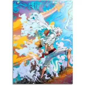 ALAYRA Anime OP Poster Gear 5 Luffy Canvas Wall Art for Living Room Bedroom Aesthetic Decor HD Print Anime Posters Boy Gift, 16x24inch, Unframed 01