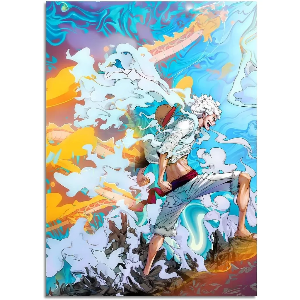 ALAYRA Anime OP Poster Gear 5 Luffy Canvas Wall Art for Living Room Bedroom Aesthetic Decor HD Print Anime Posters Boy Gift, 16x24inch, Unframed 01
