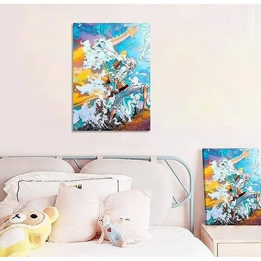 ALAYRA Anime OP Poster Gear 5 Luffy Canvas Wall Art for Living Room Bedroom Aesthetic Decor HD Print Anime Posters Boy Gift, 16x24inch, Unframed 01 - Image 2