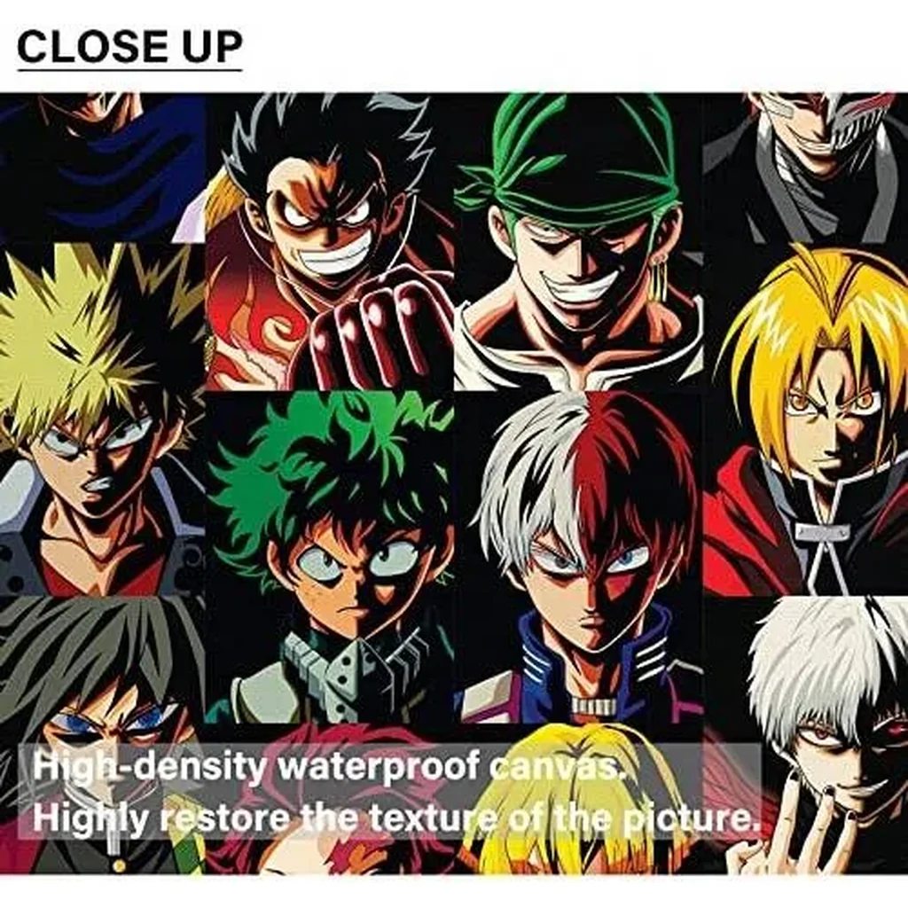 ALAYRA Anime Poster One Piece My Hero Academia 5 Piece Canvas Wall Art Luffy Lzuku Tanjirou Print Painting Picture Artwork for Home Room Decoration Boy Gift 60x32inch (Unframed, ANIME- 01) 01 - Image 2