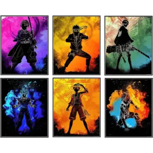 ALAYRA Anime Poster Pack Teens Posters Bedroom Art - Room Decor Give Boy Gifts Canvas Wall Art Paintings Canvas HD Picture prints Set of 6 Unframed 8X10in 01