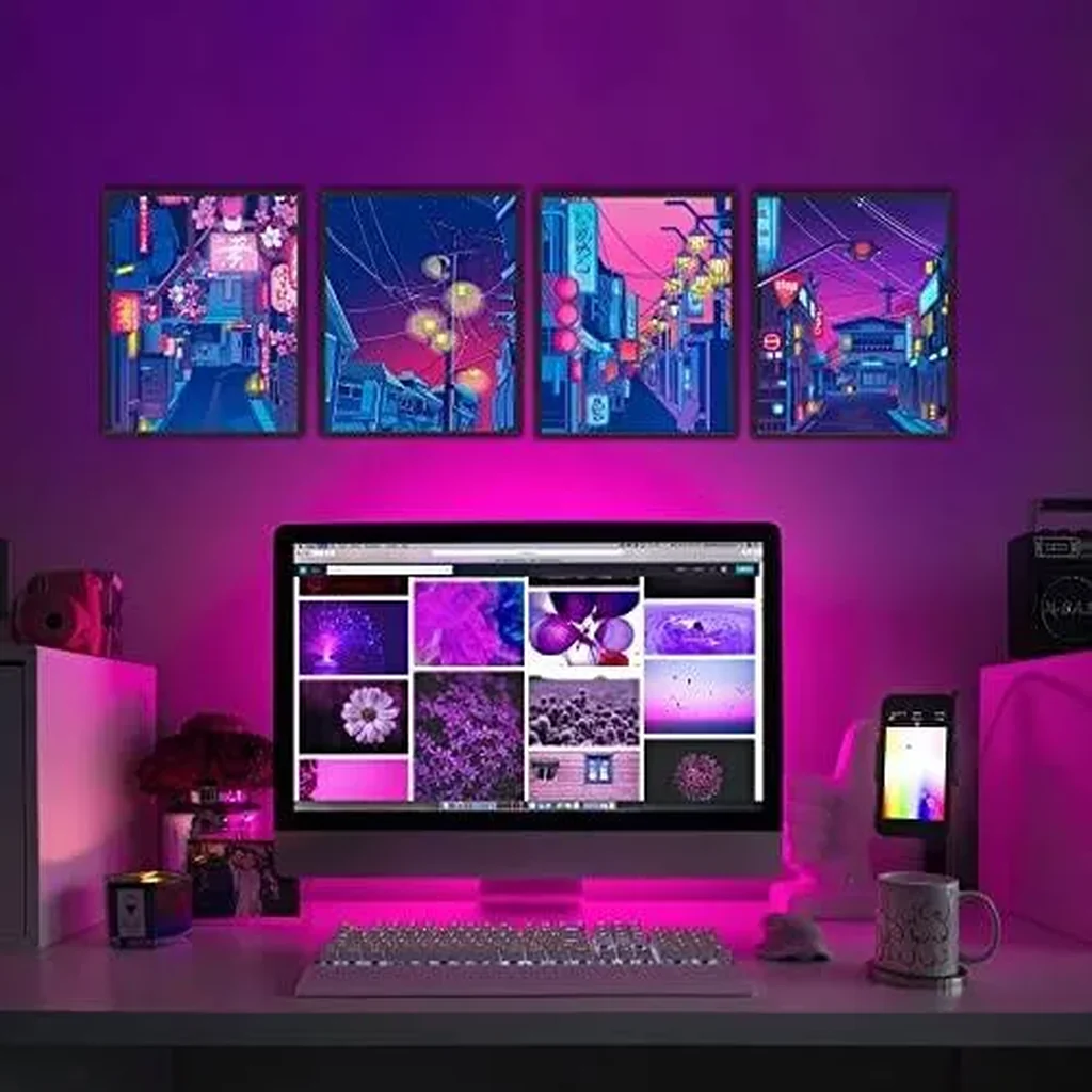ALAYRA Anime Posters Japanese Wall Art Set of 4 - Anime Art Tokyo Streets in the Night Sky Wall Decor Poster for Living Room Bedroom Kitchen UNFRAMED 8x10 inch 01 - Image 5