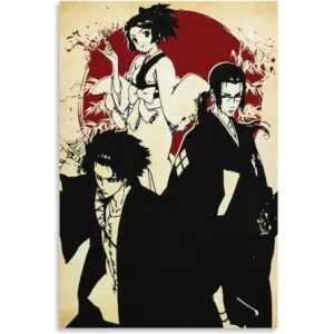 ALAYRA Anime Samurai Champloo RED Moon Poster Canvas Wall Art Painting Posters Decoration Room Decor Unframe 12x18inch(30x45cm) 01