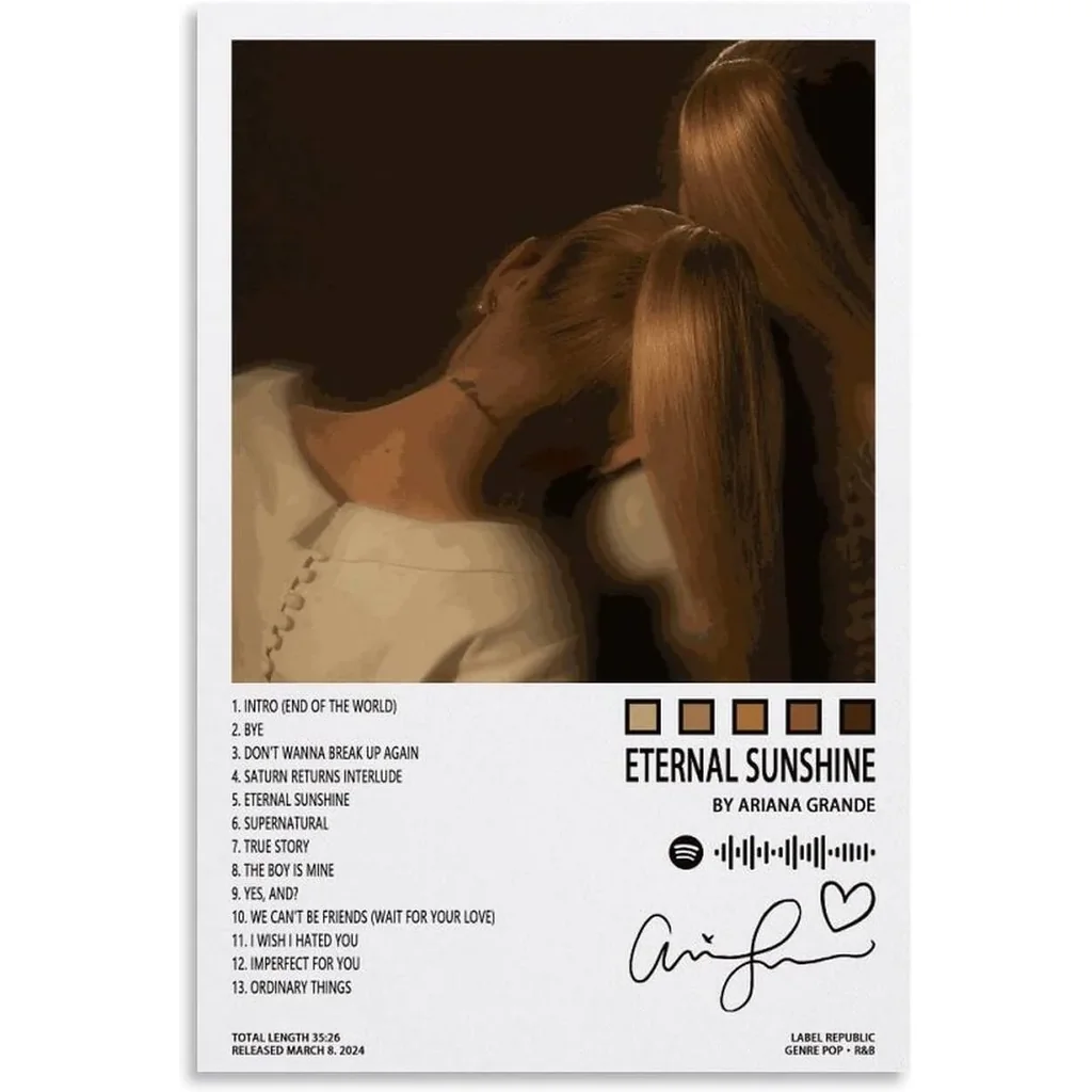 ALAYRA Ariana Poster Grande Eternal Sunshine Album Cover Posters for Room Aesthetic Decorative Painting Wall Art Living Room 12x18inch(30x45cm), Unframe-style-1 01