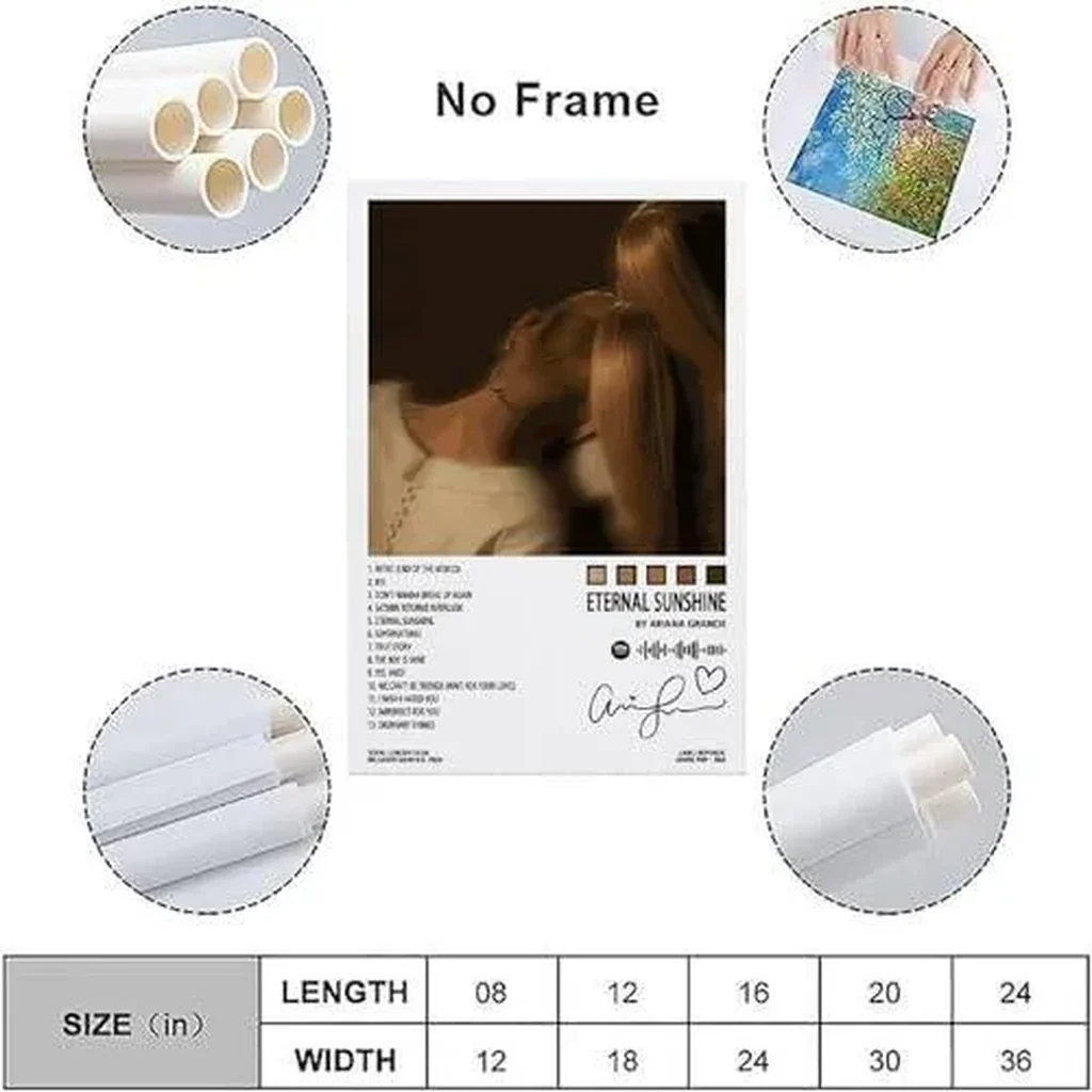 ALAYRA Ariana Poster Grande Eternal Sunshine Album Cover Posters for Room Aesthetic Decorative Painting Wall Art Living Room 12x18inch(30x45cm), Unframe-style-1 01 - Image 2