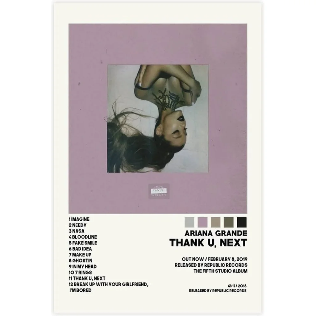 ALAYRA Ariana Poster Thank U Next Poster Music Album Cover Poster Canvas Poster Bedroom Decor Sports Landscape Office Room Decor Gift Unframe-style12x18inch(30x45cm) 01