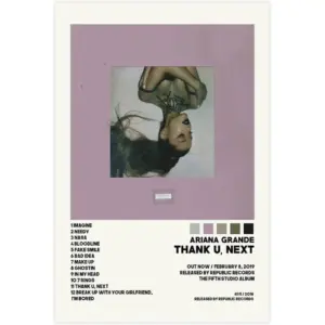 ALAYRA Ariana Poster Thank U Next Poster Music Album Cover Poster Canvas Poster Bedroom Decor Sports Landscape Office Room Decor Gift Unframe-style16x24inch(40x60cm) 01