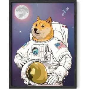 ALAYRA AstroDoge Funny Poster Dorm Decor - Funny Doge Meme Poster for College Room Decor Cool Posters Funny Meme Posters for Teens Doge Poster, Unframed, 12 x 16 01