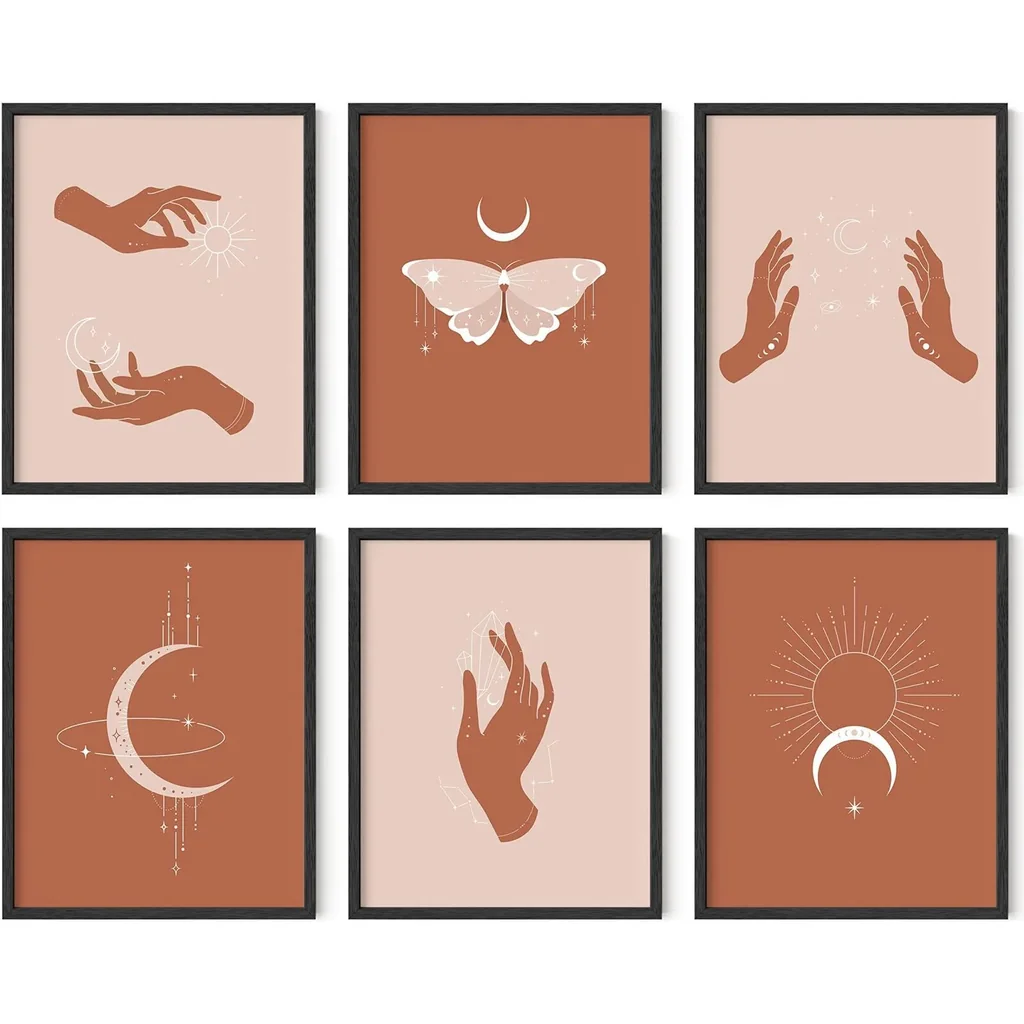 ALAYRA Astrology Posters and Celestial Decor - Sun and Moon Art Astrology Wall Decor, Sun Wall At Posters Spiritual Boho Prints Wall Art, Astrology Wall Art Boho Art Prints (Unframed 11x14) 01