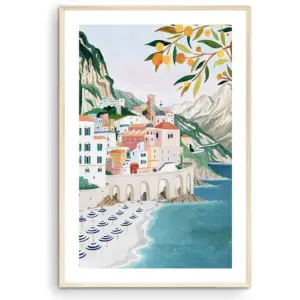 ALAYRA Atrani, Amalfi Coast Art Print, Italy Art Print, Travel Gift, Travel Poster, Europe Print, Italian Coast, Italian Riviera, Housewarming, Wedding Gift (Unframed) (9x11) 01