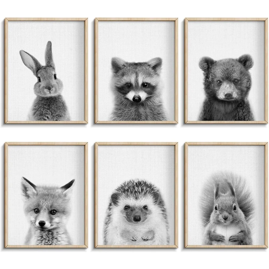 ALAYRA Baby Animal Posters and Prints, Canvas Painting Nursery Pig Wall Art, Piglet Print Wall Art Nordic Picture Kids Room Decoration (YMX 018, 8"x10"(20x25cm)) 01