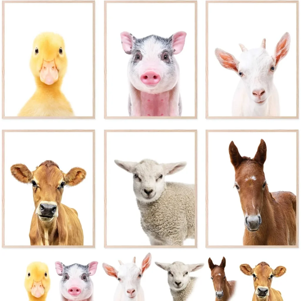 ALAYRA Baby Animal Prints for Nursery, Wall Art Poster, Baby Animal Nursery Decor - (8x10 Unframed) 01
