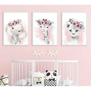 ALAYRA Baby Animals Wall Art Prints Set of 6 (8x12, Unframed), Tiger Elephant Zebra Rhino leopard Giraffe Safari Animals Inspirational Pictures Nursery Decor Art 01