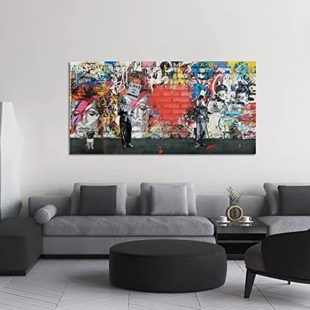 ALAYRA Banksy Canvas Wall Abstract Graffiti Street Canvas Wall Pictures Prints for Living Room Office Home Decoration 20"x40" 01 - Image 2