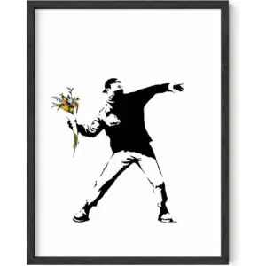 ALAYRA Banksy Flower Thrower Wall Art Graffiti Graffiti Art Banksy Prints Graffiti Art Wall Decor Banksy Wall Poster Modern Pop Art Banksy Poster UNFRAMED 12"x16" (Banksy Flower Thrower) 01